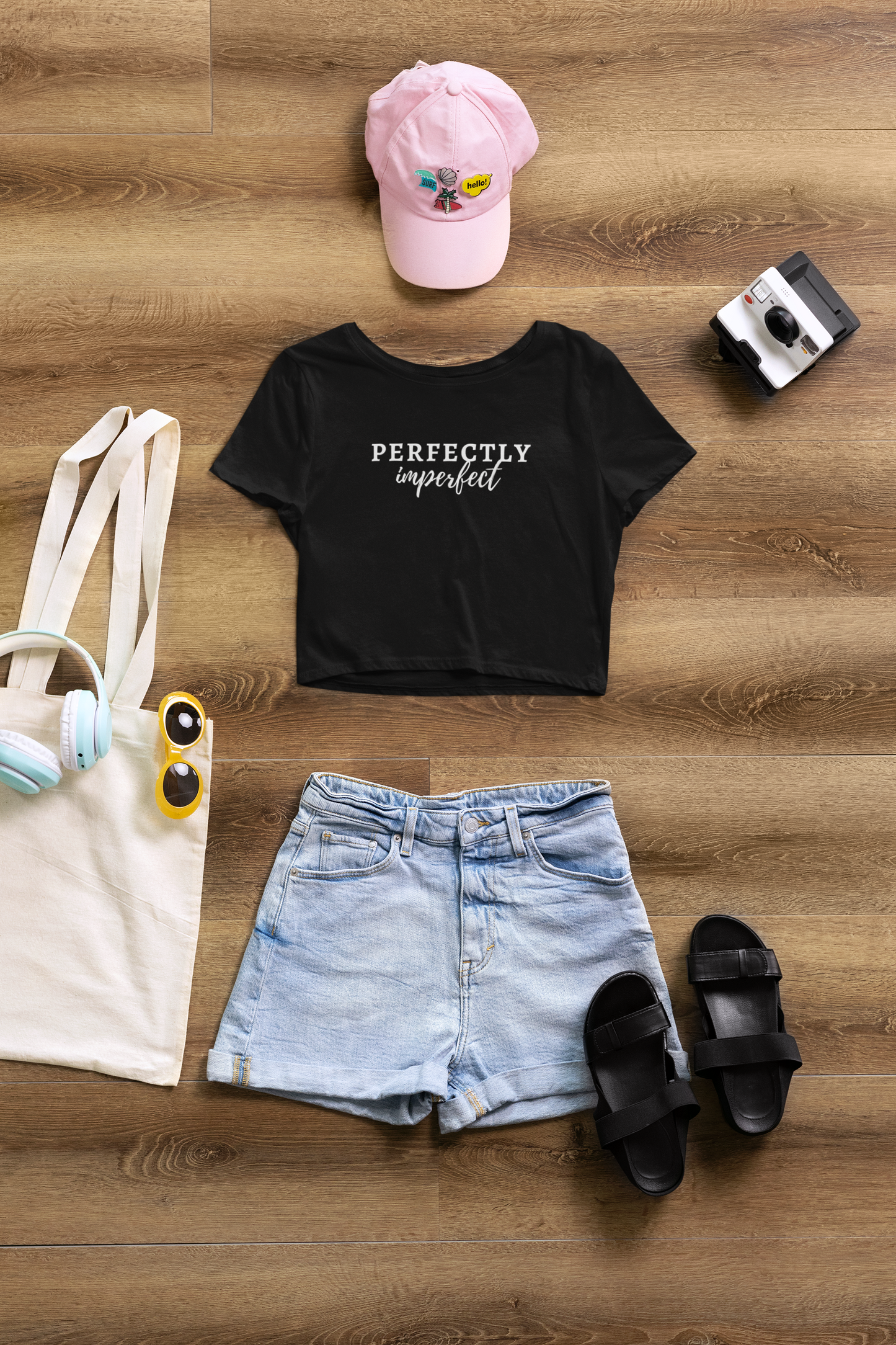 Perfectly Imperfect Quote T-Shirt for Women | Minimal Cotton Crop Top