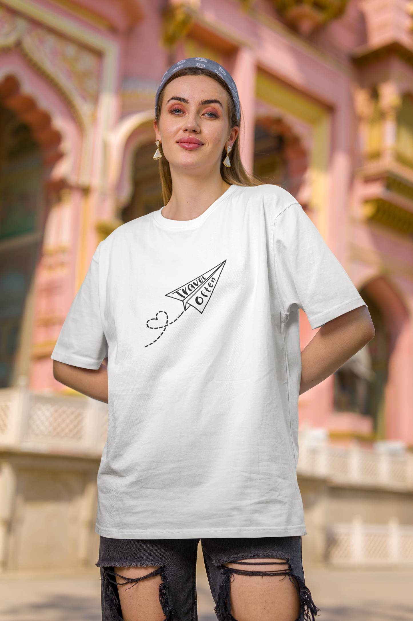 Oversized unisex premium cotton T-shirt (Travel quotes)