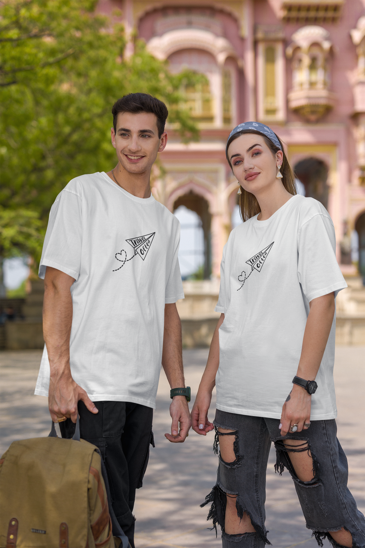 Oversized unisex premium cotton T-shirt (Travel quotes)