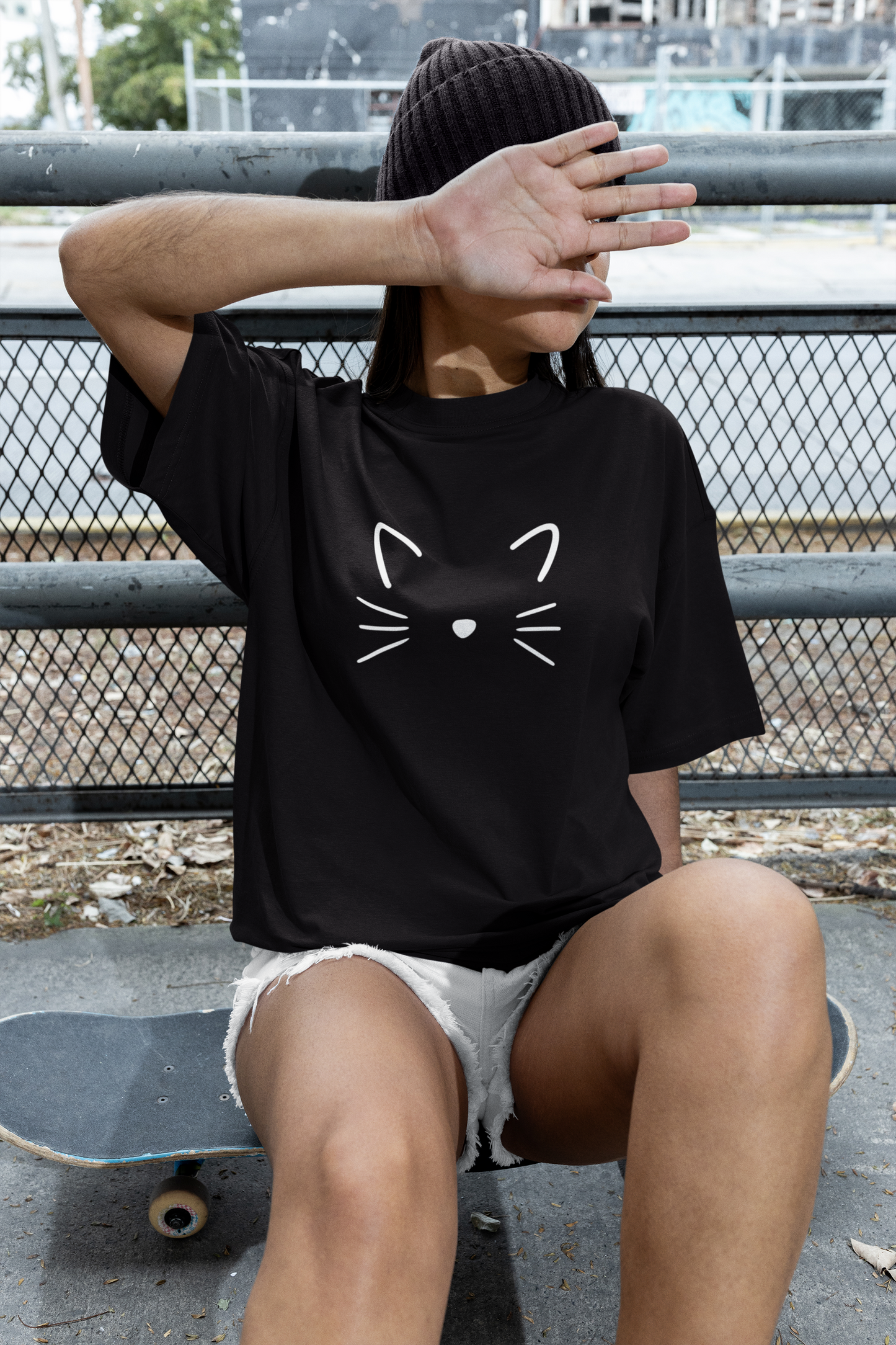 Premium cotton oversize printed T-shirt (Catlove)